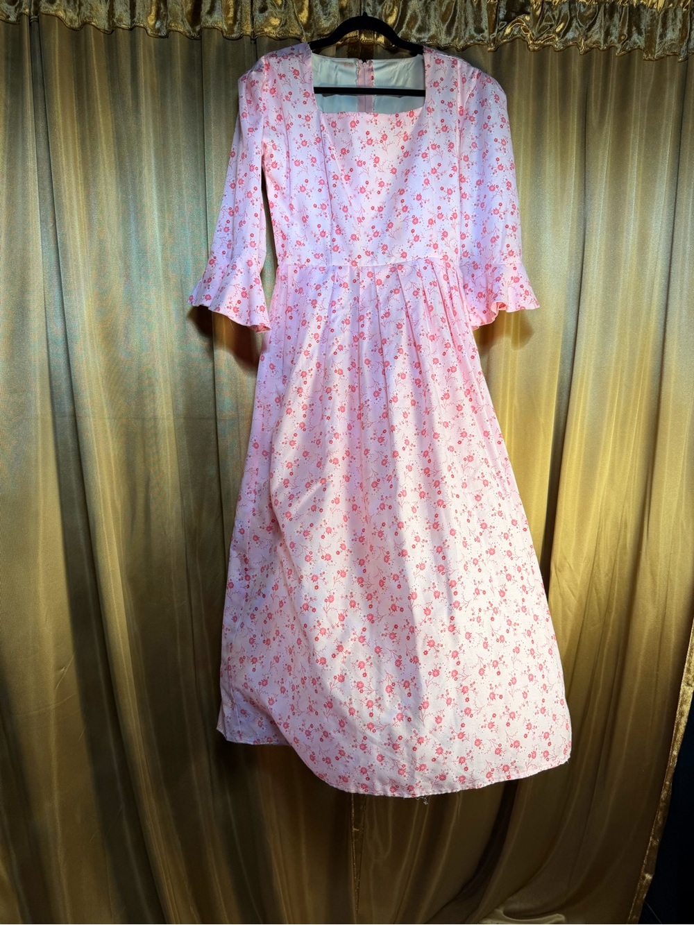 Women Pink Floral Western Praire Oklahoma Style Costume Dress